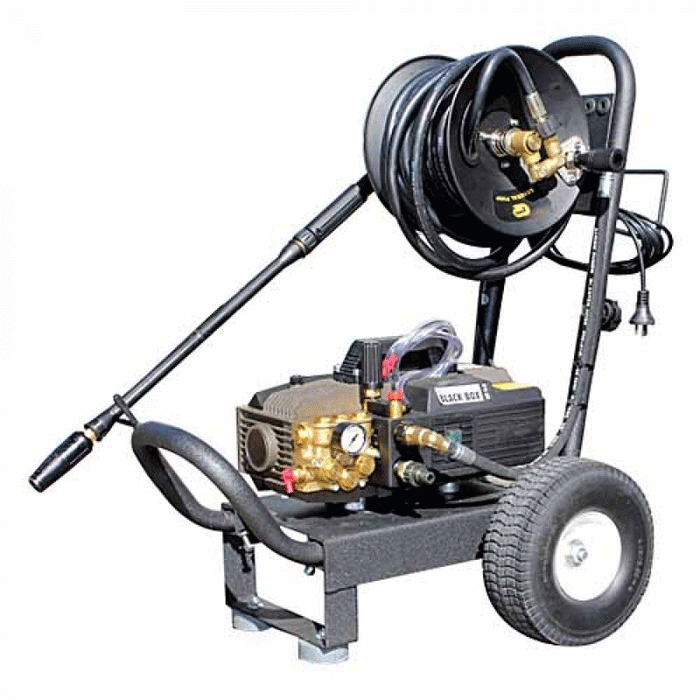 Aussie Pumps Black Box. 3400 Psi, 8 L/Min. 240V. Including Trolley And Hose Reel